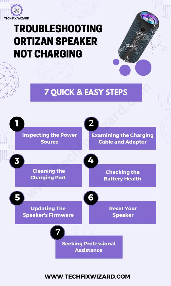 Troubleshooting Ortizan Speaker Not Charging Issue Infographic 