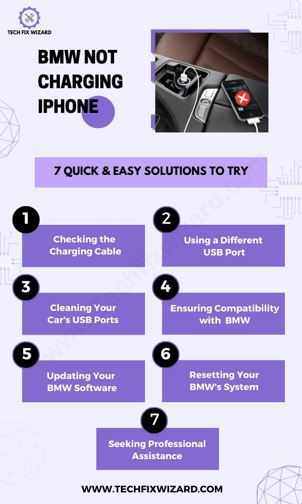 7 Quick Fixed of BMW Not Charging iPhone - Infographic 