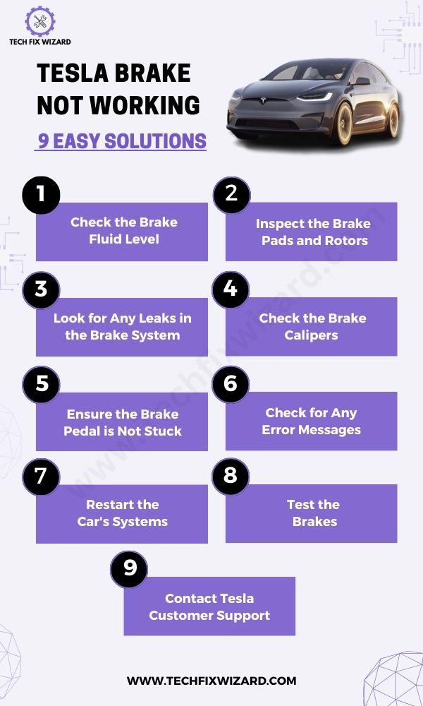 Tesla Brake Not Working 9 Solution Infographic