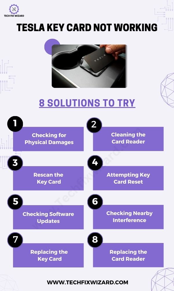 Tesla Key Card Not Working 8 Solutions - Infographic